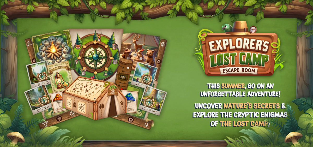 The game cover of our Summer Camp Printable Escape Room Kit.