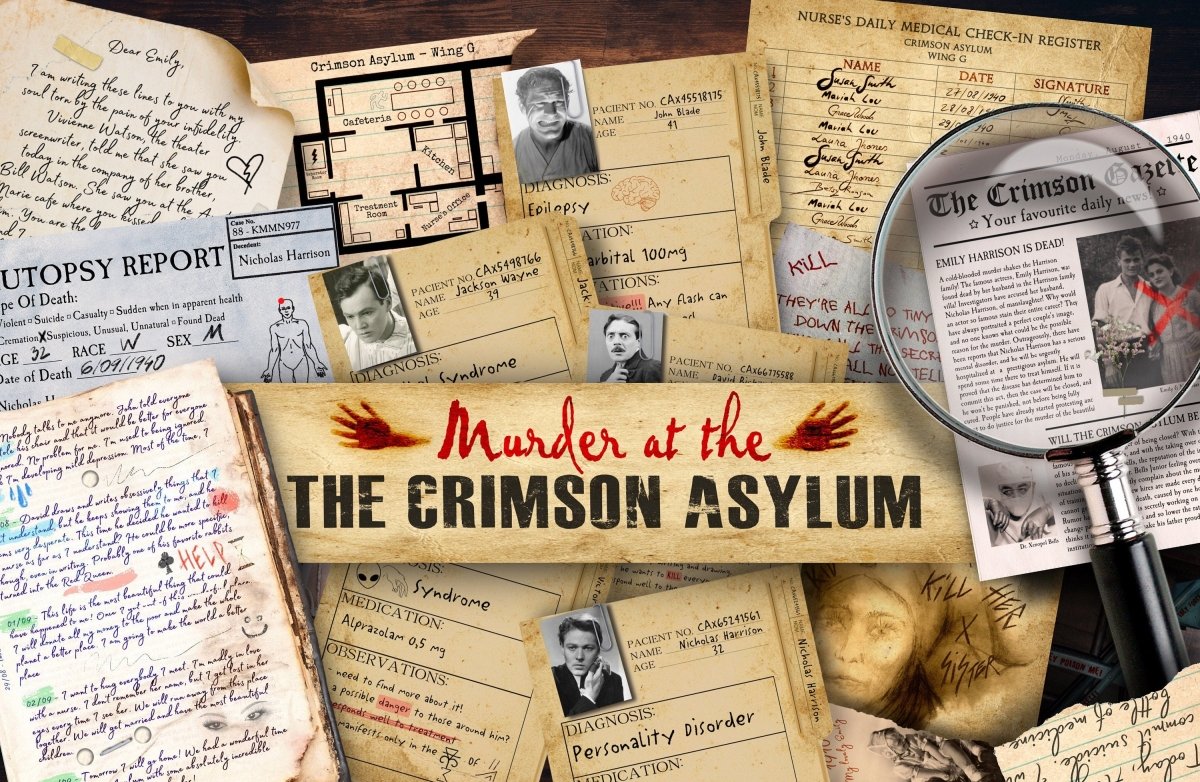 Murder at the Crimson Asylum Printable Murder Mystery Game - MysteryLocks Home Escape Rooms