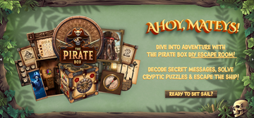 The game cover of our Pirate Box Escape Room Kit.