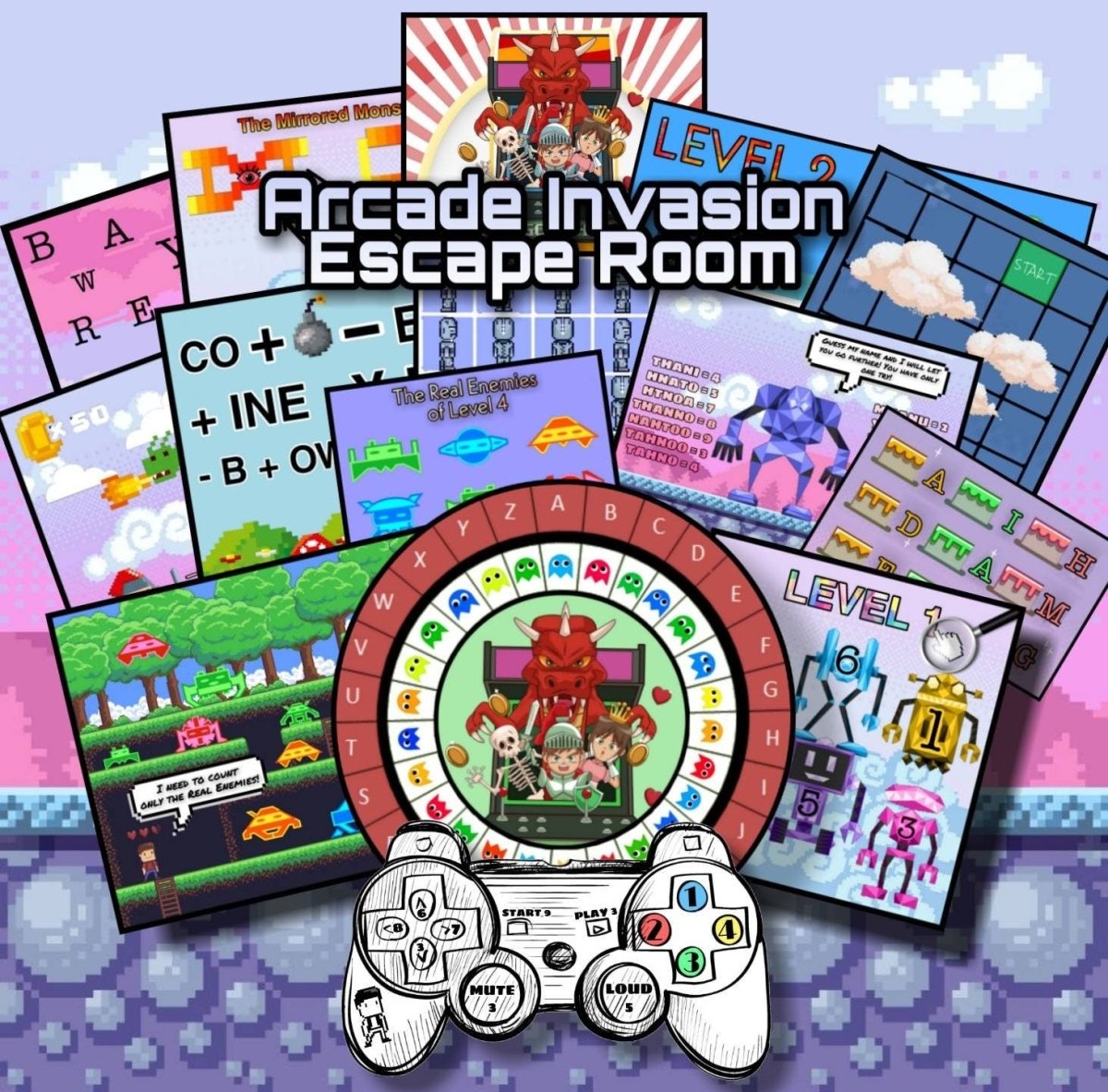 Arcade Invasion Printable Escape Room - MysteryLocks Home Escape Rooms