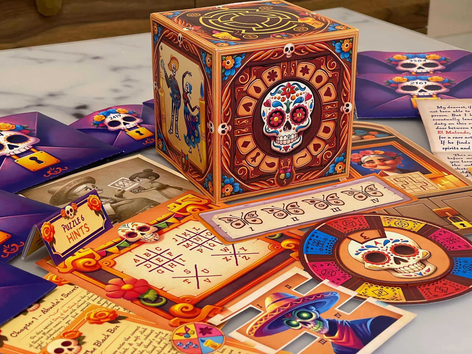 This DIY Day of the Dead escape room offers a printable challenge with six themed puzzles and clues. Perfect for Halloween, it brings the spirit of Dia de los Muertos into your home with beautifully designed elements.