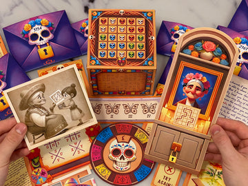 This Dia de los Muertos DIY Escape Room is a printable Halloween adventure packed with intricate puzzles and Day of the Dead-inspired artwork. Perfect for an at-home celebration with family and friends!