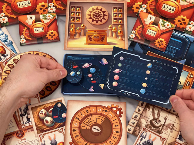 Printable time-traveling Easter escape room kit for home play featuring historical holiday mysteries and puzzle challenges