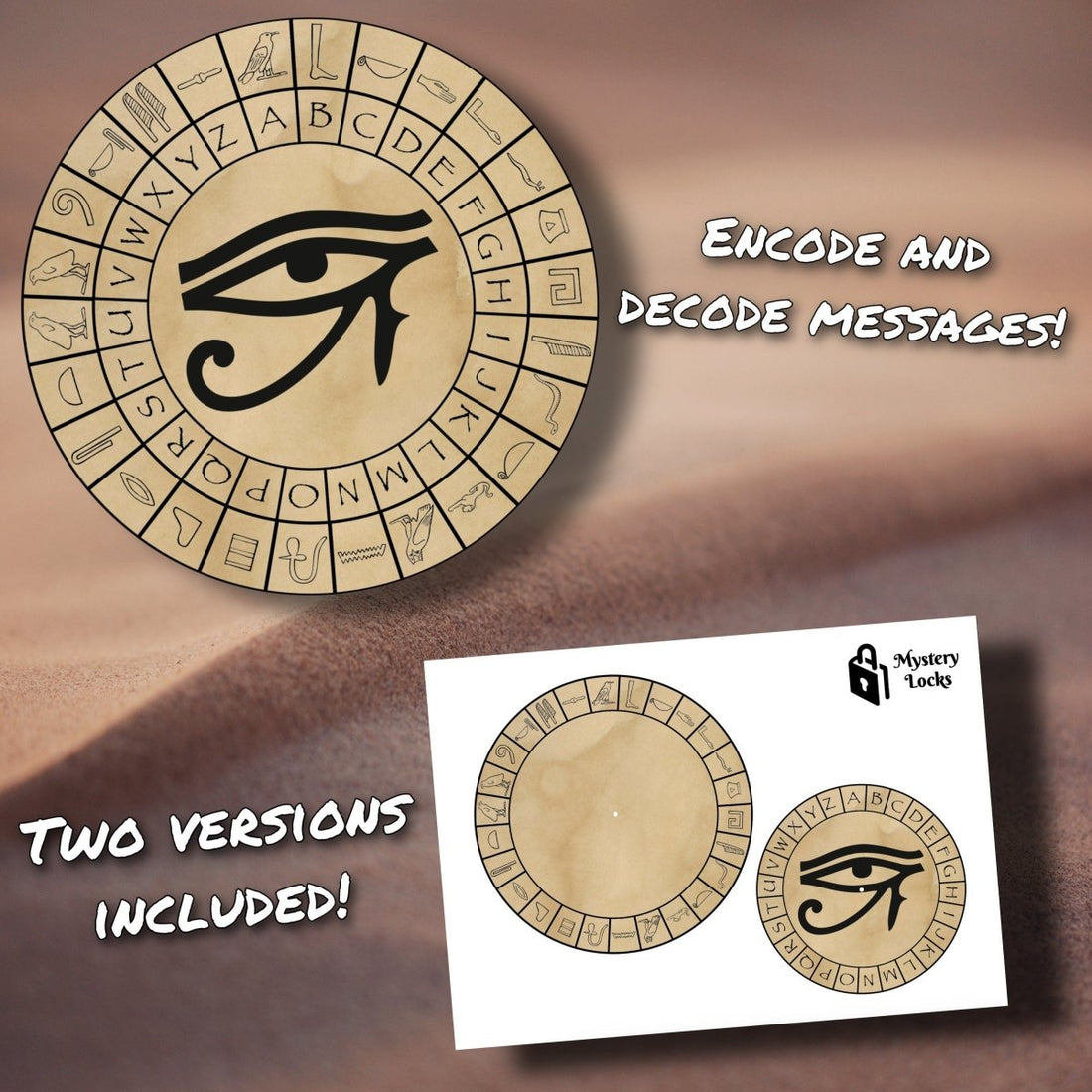 Egyptian Hieroglyphs Printable Cipher Wheel - MysteryLocks Home Escape Rooms