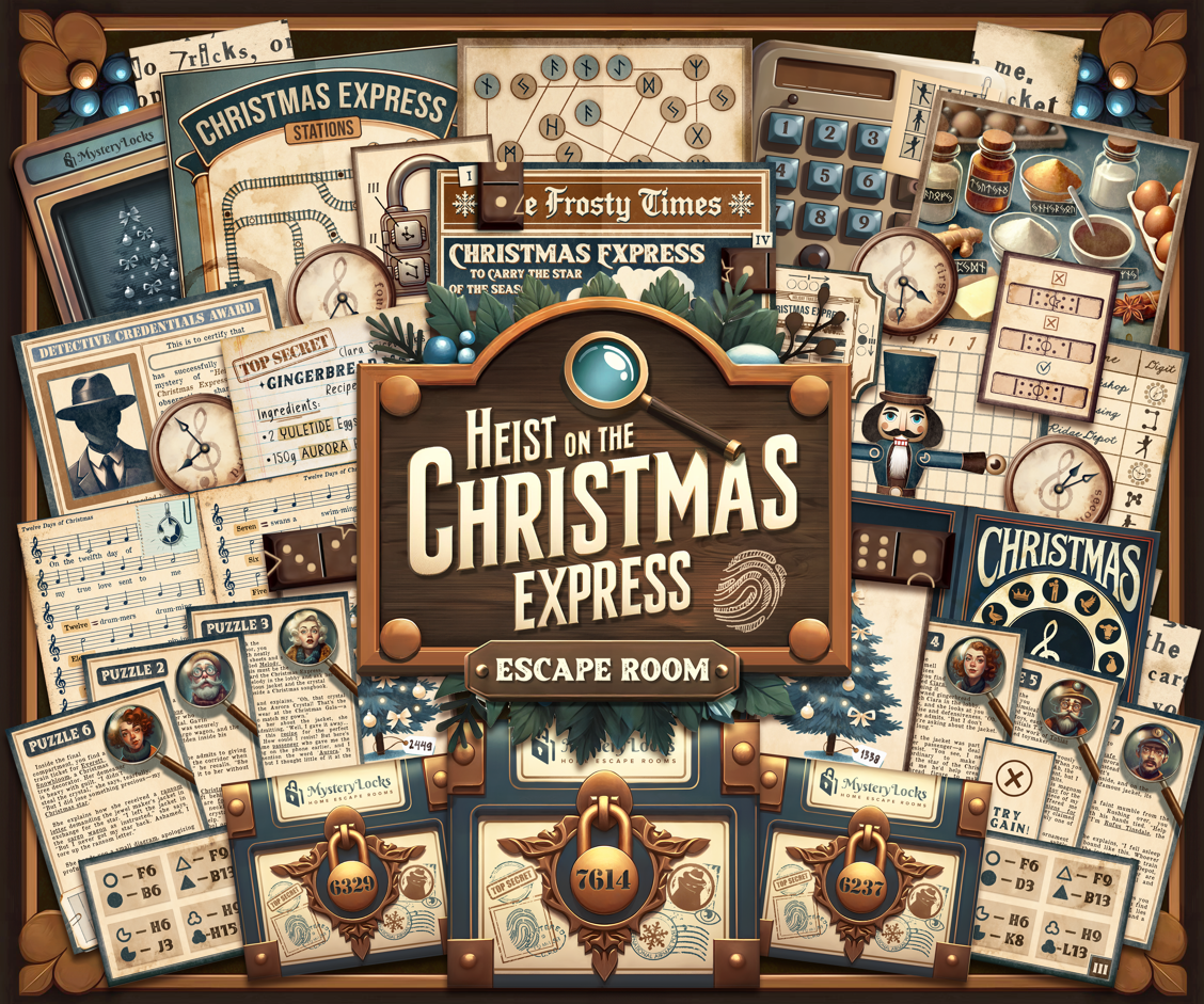 Heist on the Christmas Express DIY Christmas Escape Room Printable