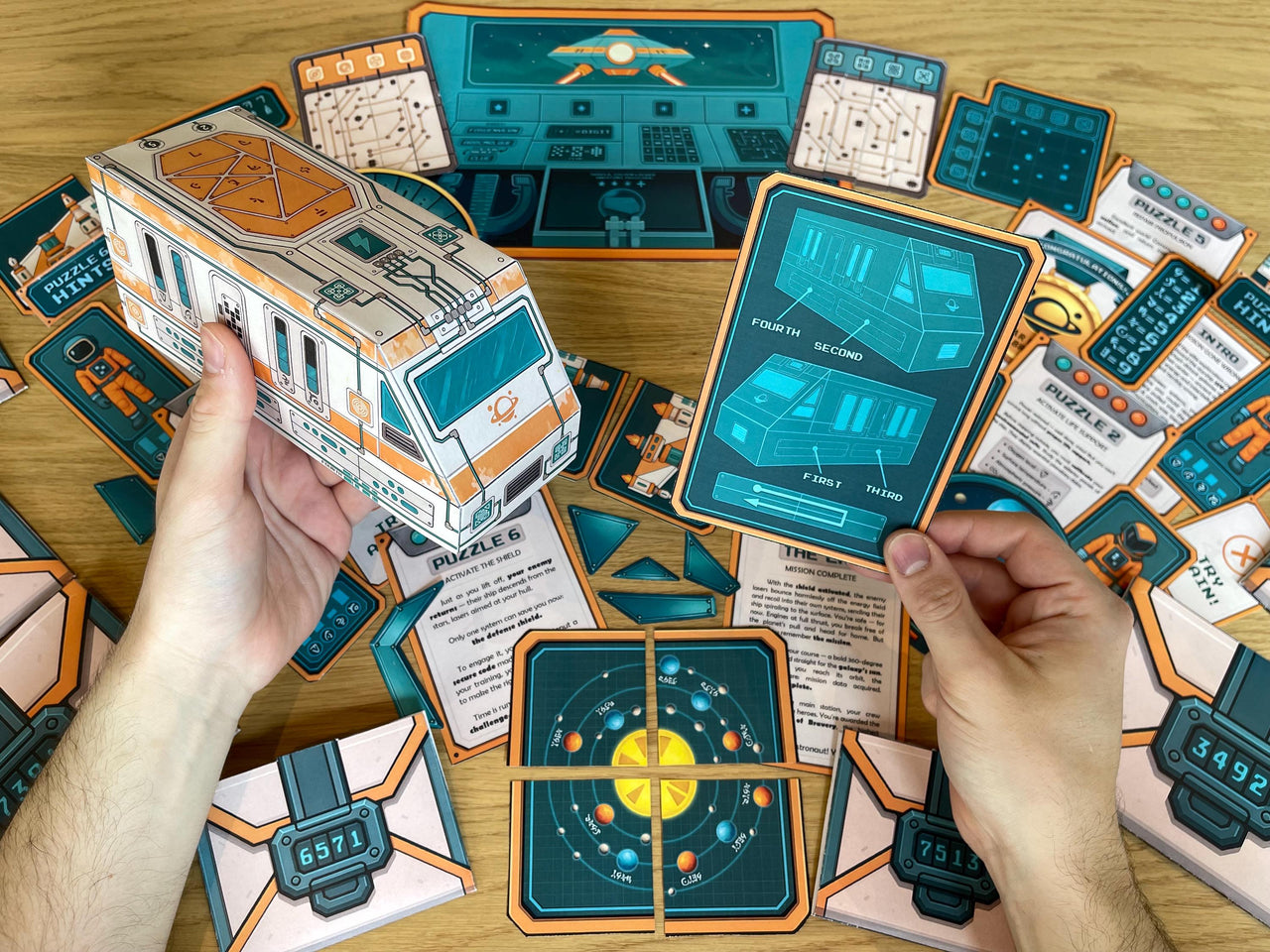 Fun STEM printable escape room adventure for ages 8 to 14 featuring a story-driven game experience with logic puzzles, Morse code, circuit cards, and planetary identification. The Lost Spaceship engages kids in educational problem-solving while they role-play as interstellar explorers on a mission to escape an unknown planet. Perfect for birthday parties and homeschooling.