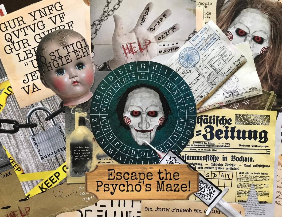 Psycho's Maze Printable Escape Room - MysteryLocks Home Escape Rooms