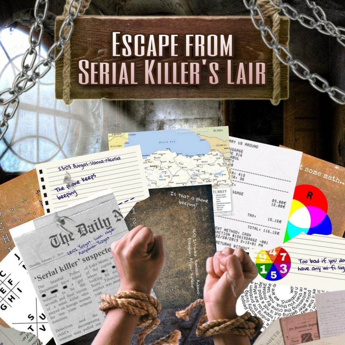 Serial Killer's Lair Printable Escape Room - MysteryLocks Home Escape Rooms
