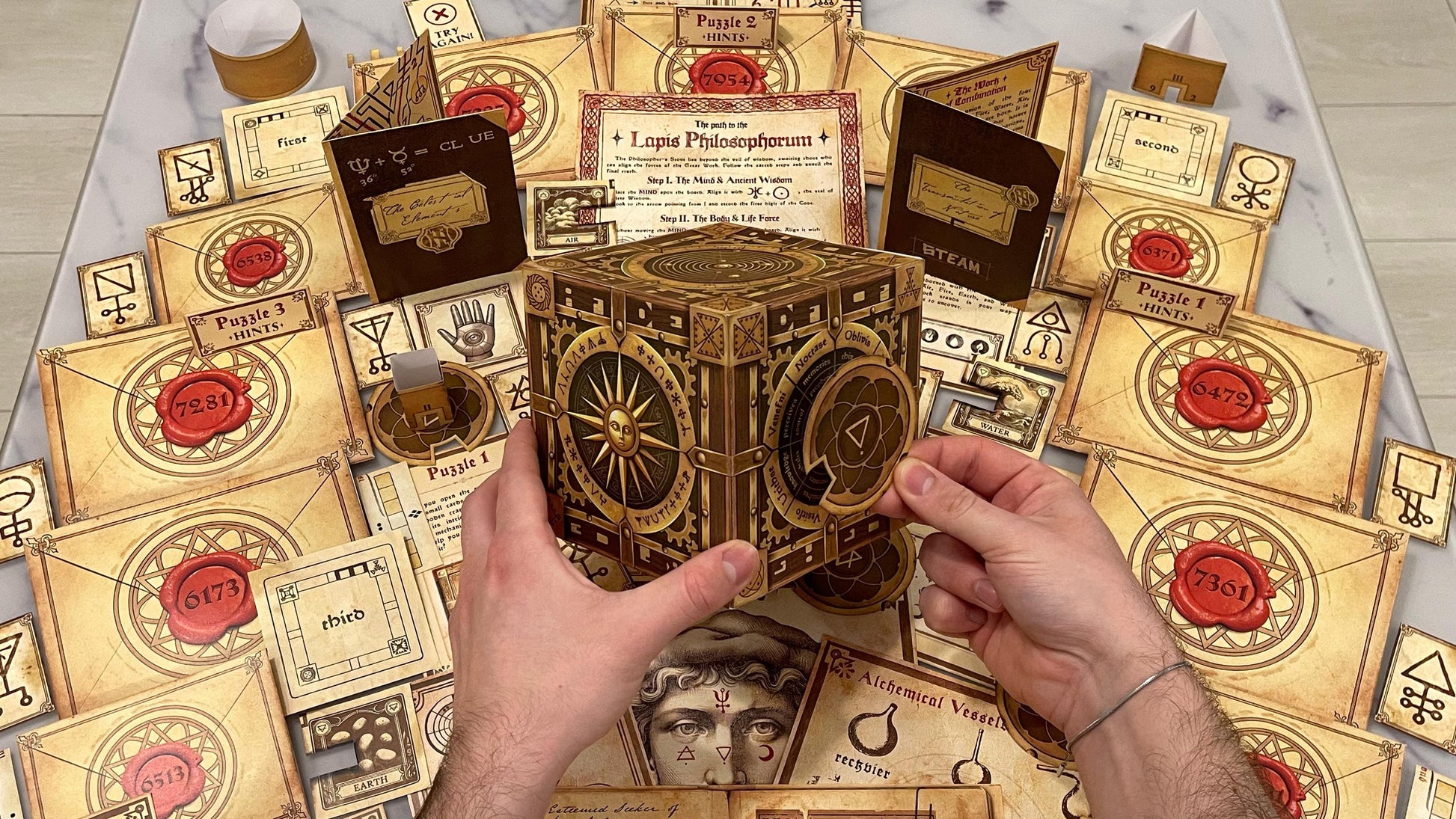 Experience the thrill of a DIY escape room with The Alchemist’s Box! This downloadable escape room lets you solve alchemy-themed puzzles and uncover hidden mysteries—all from home.