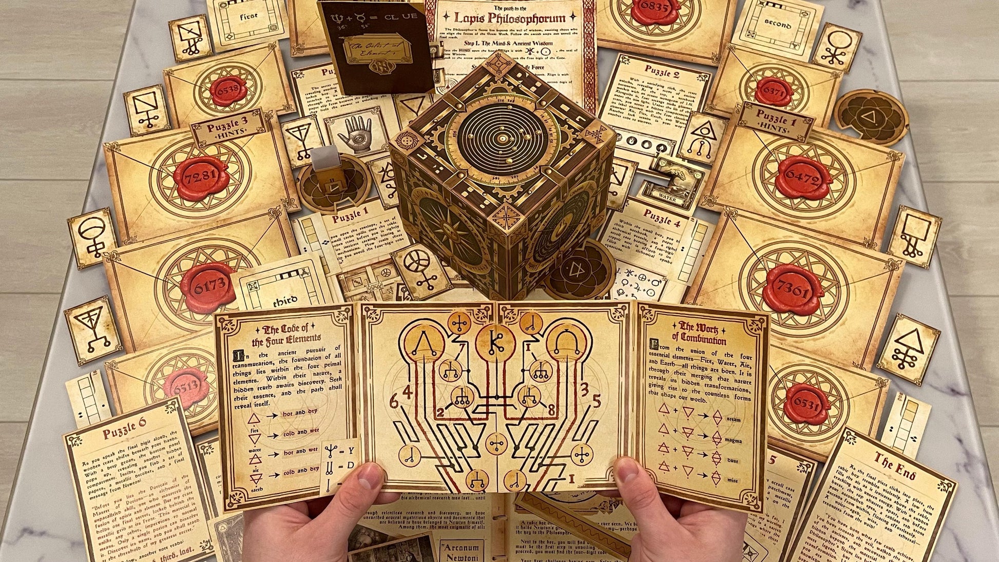 The Alchemist’s Box is a downloadable escape room where you’ll decode symbols, solve potions, and uncover secrets. Enjoy a unique escape room at home experience!