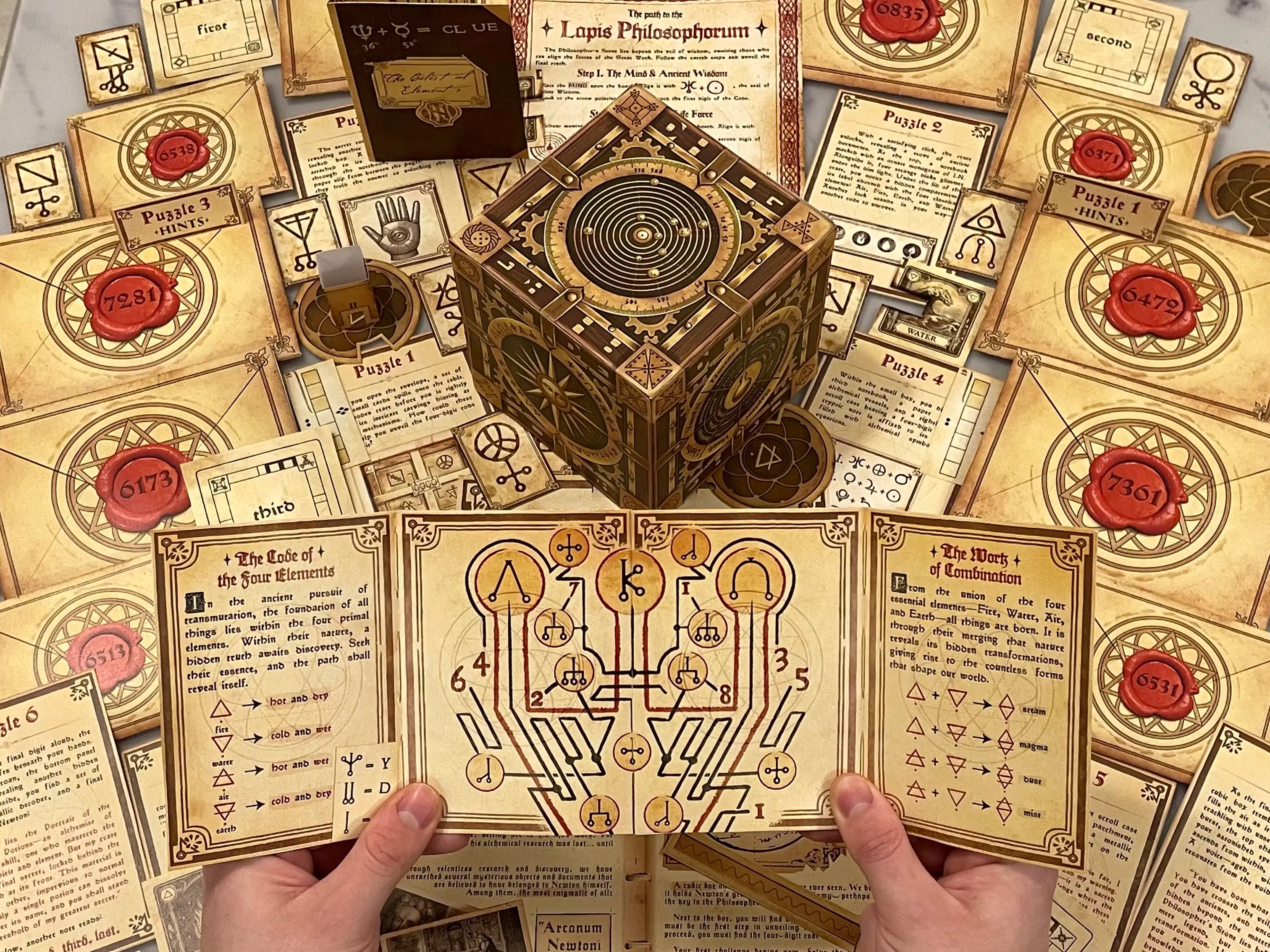 The Alchemist’s Box is a downloadable escape room where you’ll decode symbols, solve potions, and uncover secrets. Enjoy a unique escape room at home experience!