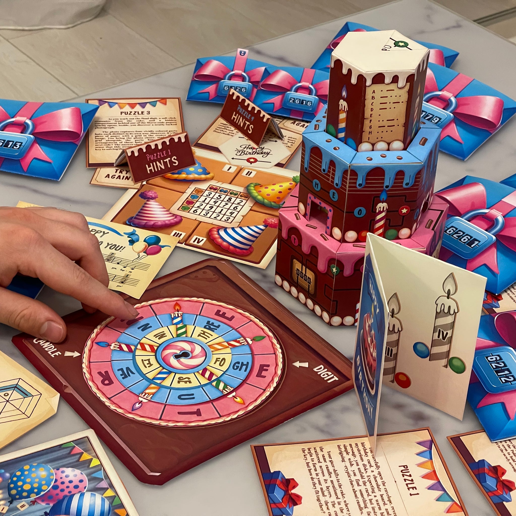 The Birthday Cake DIY Escape Room Kit is a Printable Escape Room that includes immersive Escape Room Puzzles and Clues. The 3D printable escape room elements provide hours of fun for all ages.