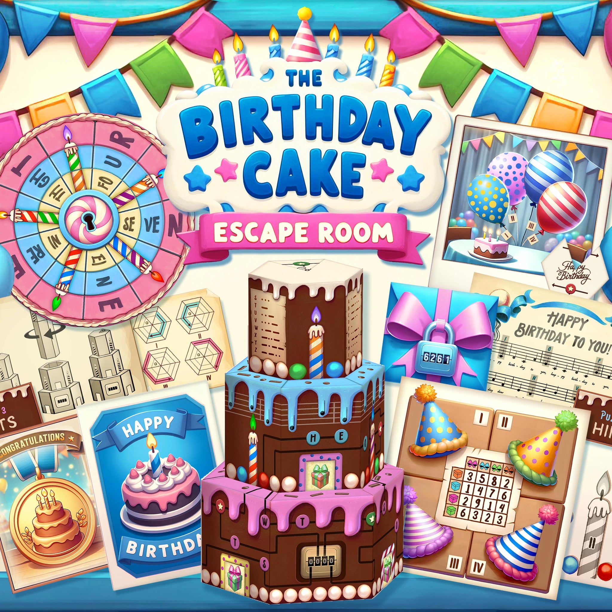 Birthday DIY Escape Room Kit - Printable Escape Room for Birthday Party - The Birthday Cake