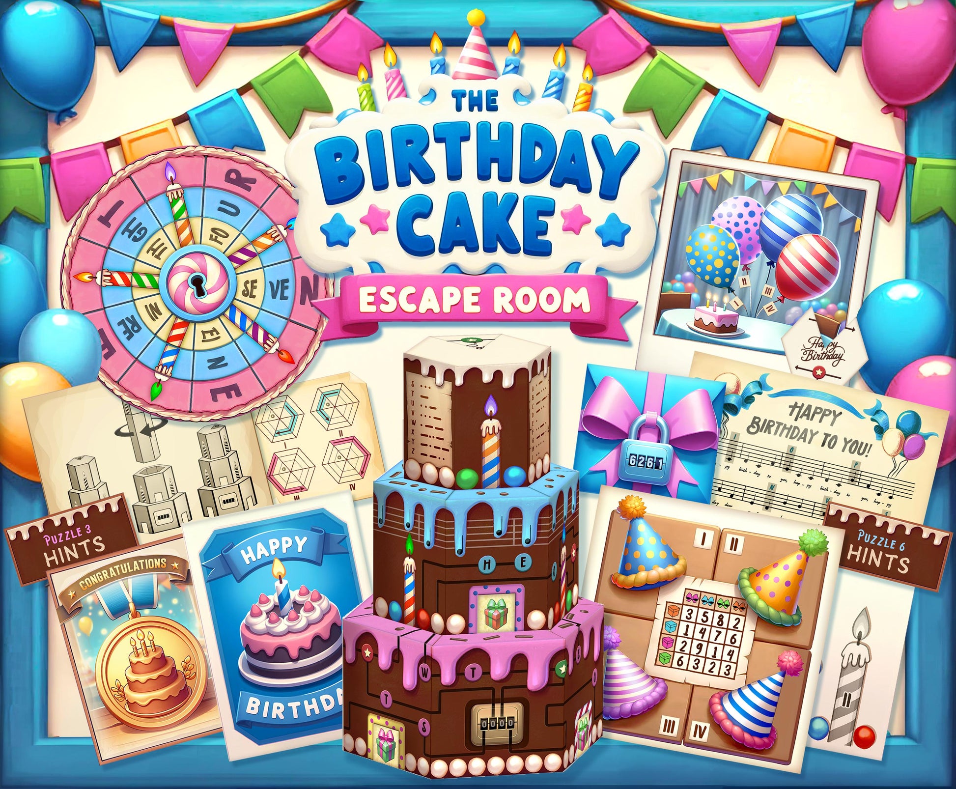 Birthday DIY Escape Room Kit - Printable Escape Room for Birthday Party - The Birthday Cake