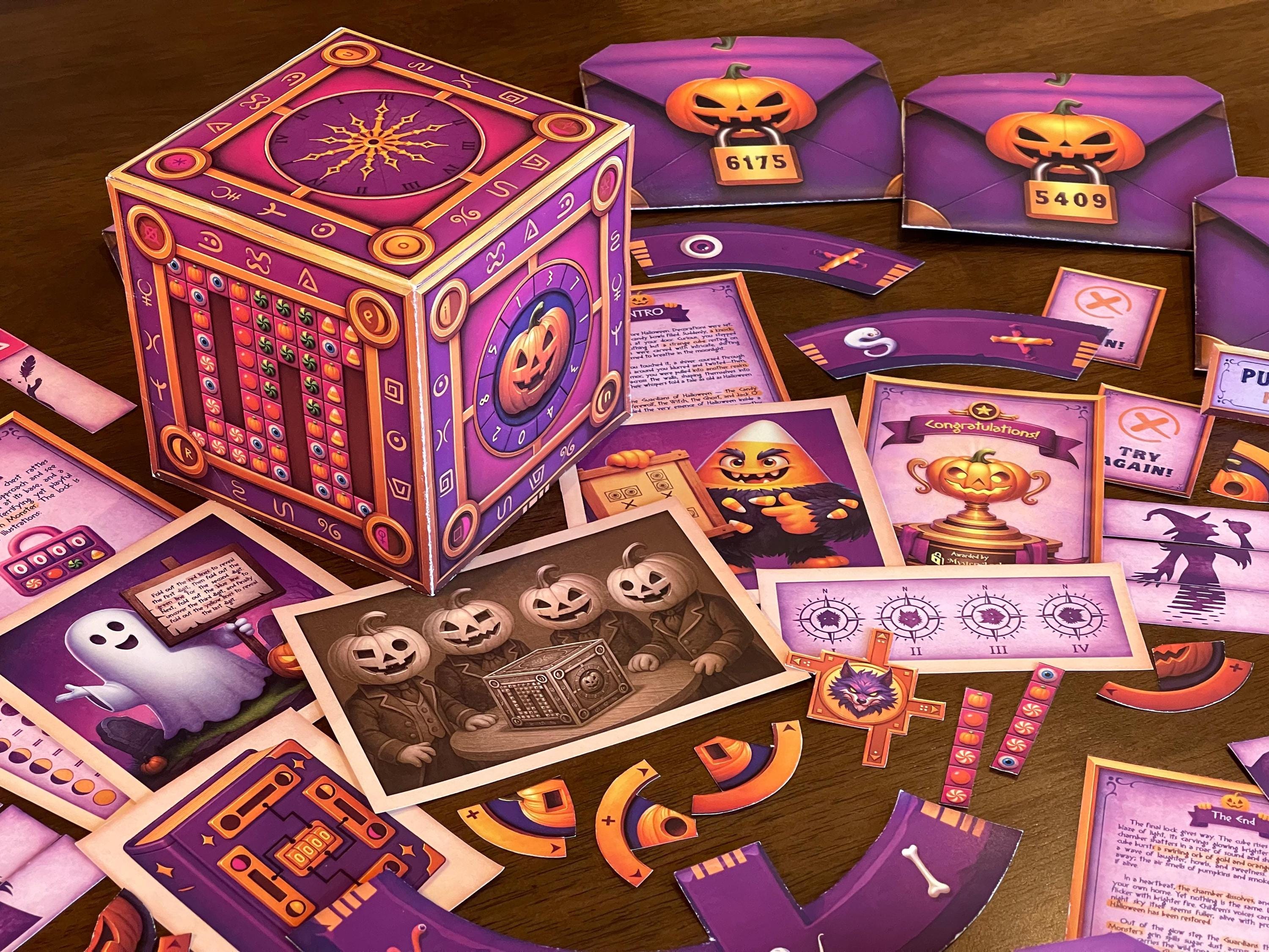 The Halloween Box escape room game is a printable PDF that lets you host a complete escape room at home. The immersive storyline challenges players to restore Halloween by solving puzzles, cracking codes, and assembling magical stone pieces. Guardians like the Werewolf and Ghost await your clever thinking. Designed for 2–6 players, ages 8+, it’s perfect for classrooms, parties, or a spooky night in. Quick setup makes it a hassle-free Halloween activity.