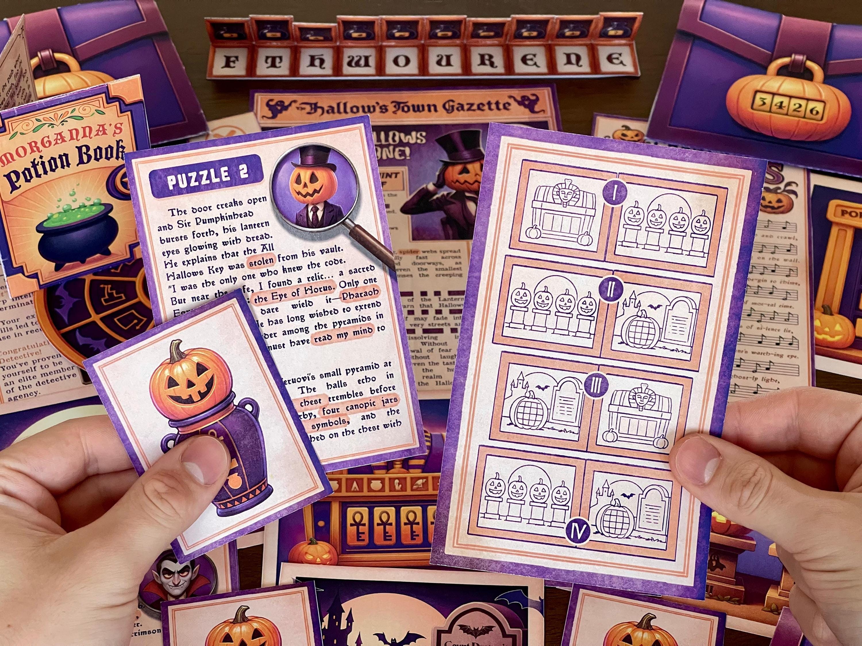 Halloween party game idea – Printable escape room for kids and families. Solve puzzles, follow a haunted storyline, and restore the Spirit of Halloween. Works for classrooms, game night, and group activities. Instant download, print and play.