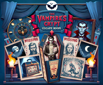 
Vampire Escape Room Printable – Immerse your players in a Dracula-inspired DIY escape room adventure! Featuring vampire-themed puzzles, cryptic clues, and dark, gothic designs. Perfect for Halloween or year-round mystery lovers. Instant download.